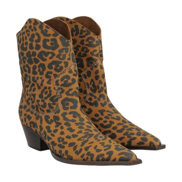 Schutz Tessie Mid Heel Western Bootie Leopard Size 7 NWT $158 MSRP - Picture 1 of 8